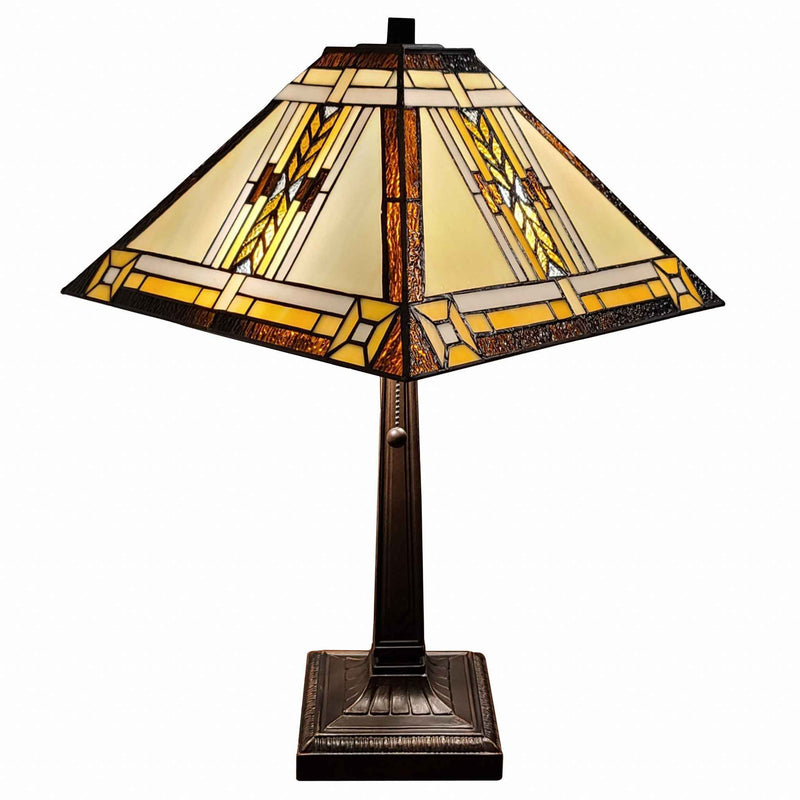 22" Dark Brown Metal Two Light Candlestick Table Lamp With Beige Shade