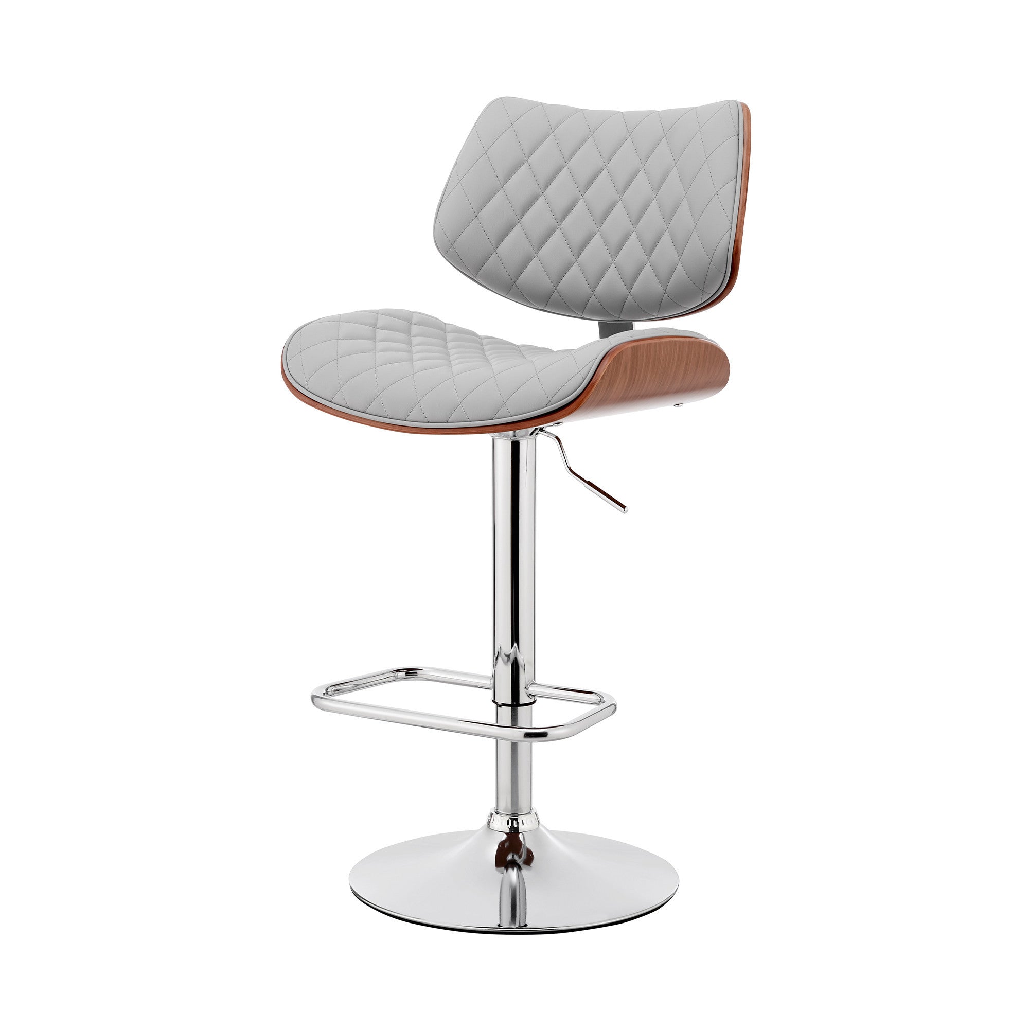 Gray And Silver Fabric And Iron Low Back Adjustable Height Swivel Bar Chair - Living Room