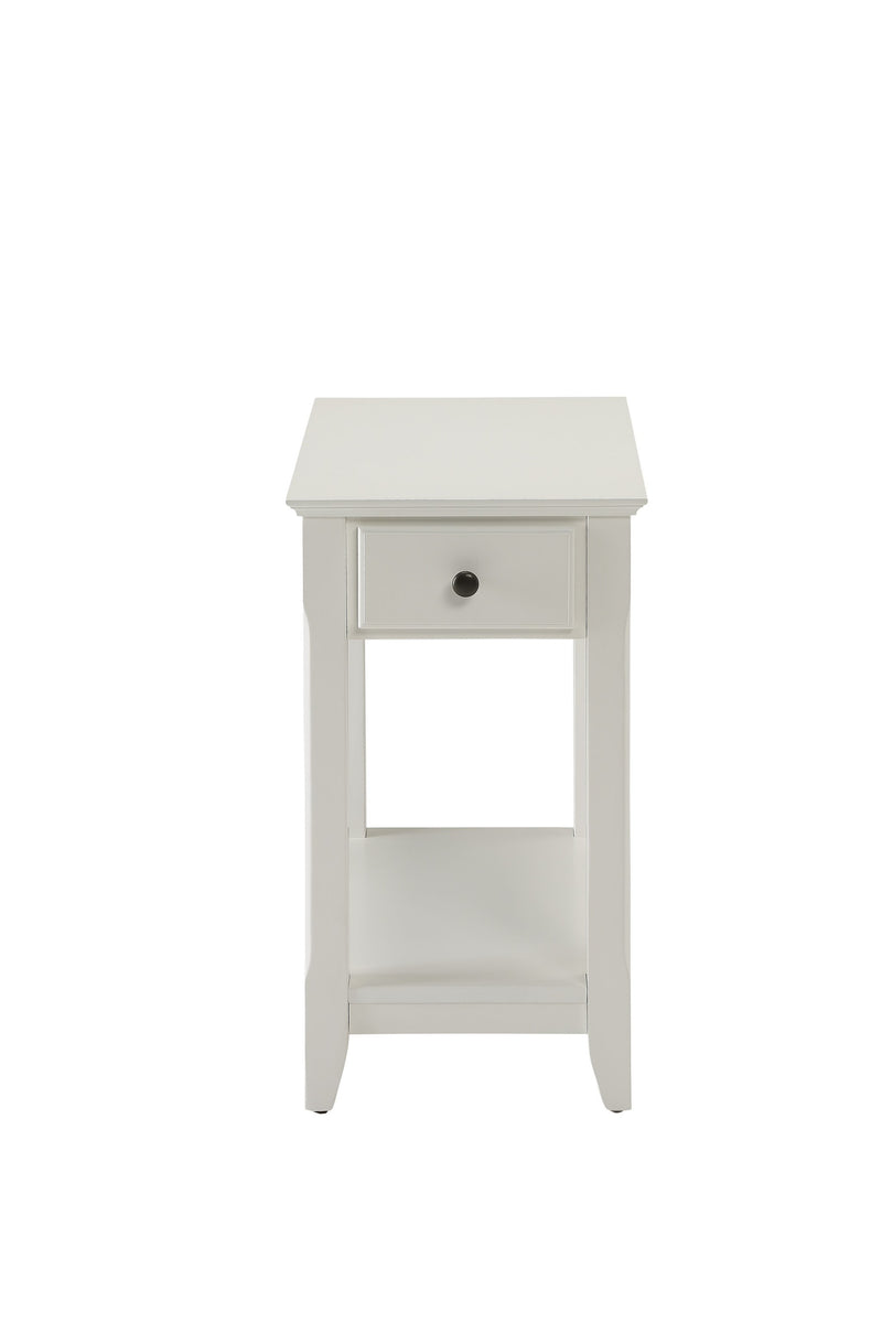 23" White Solid and Manufactured Wood End Table With Drawer And Shelf - Living Room