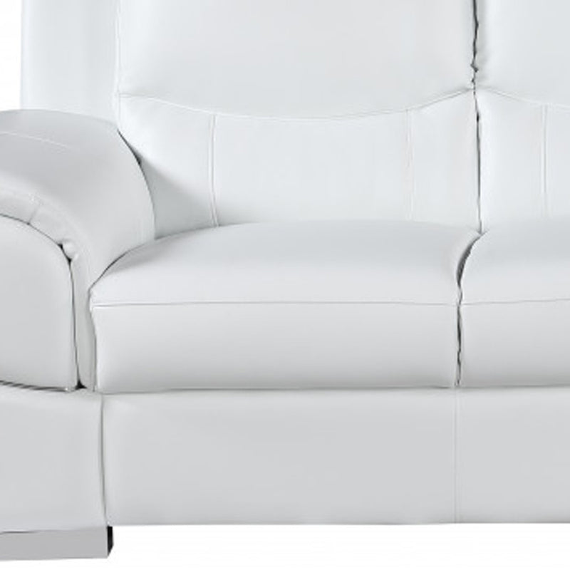 85" White Genuine Leather Sofa - Living Room