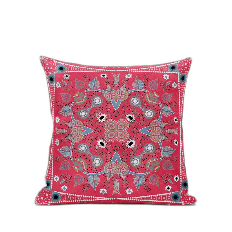 16" x 16" Red Blown Seam Paisley Indoor Outdoor Throw Pillow