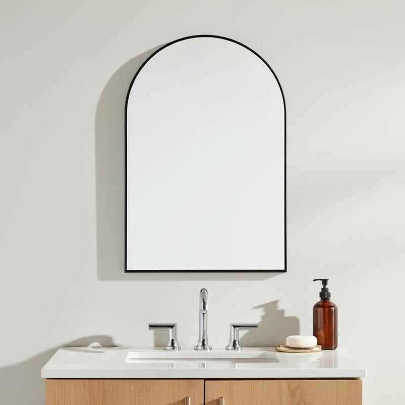 39" Black Arch Metal Framed Bathroom Vanity Mirror