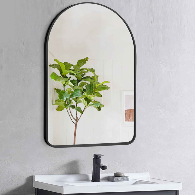 39" Black Arch Metal Framed Bathroom Vanity Mirror