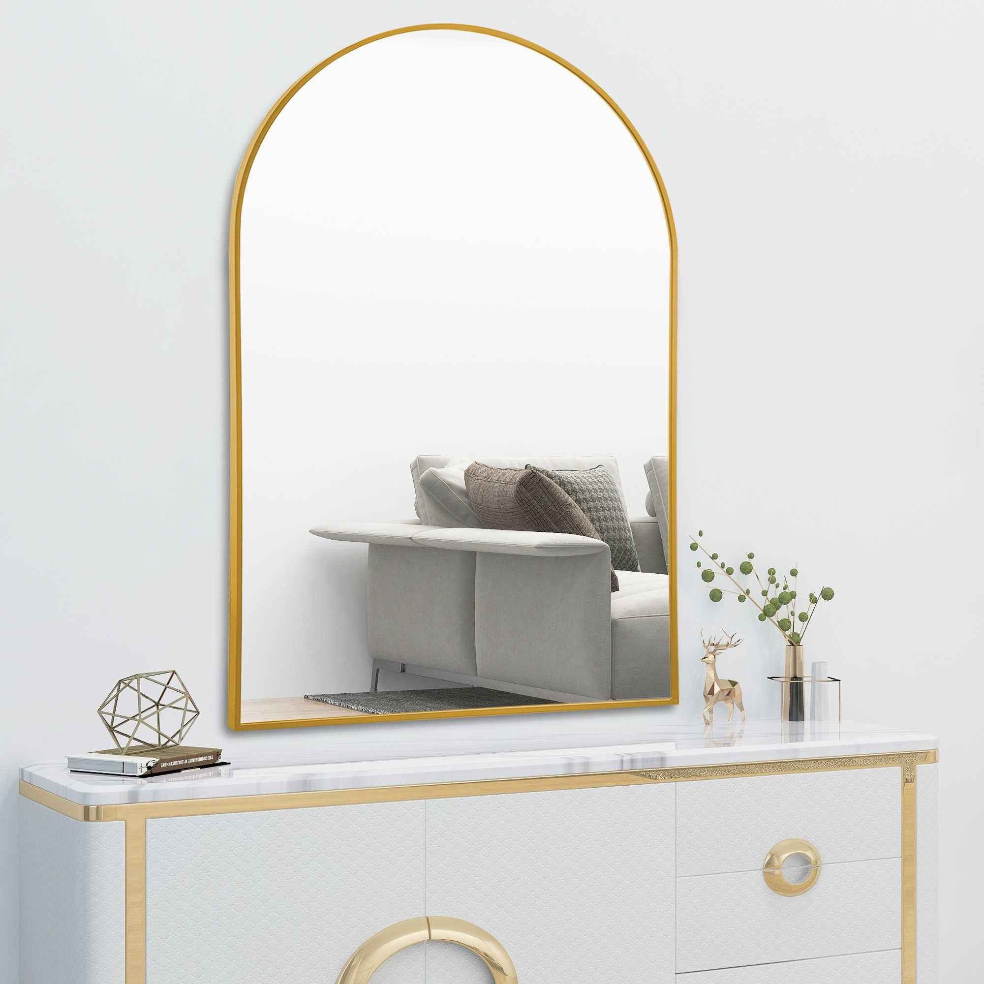 39" Gold Arch Metal Framed Bathroom Vanity Mirror