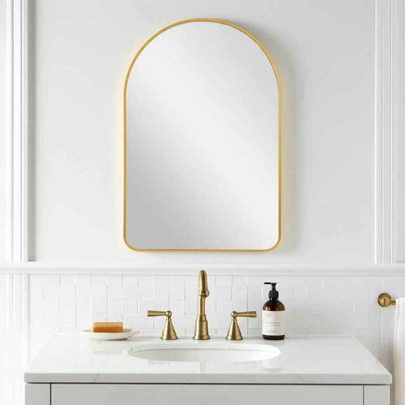 39" Gold Arch Metal Framed Bathroom Vanity Mirror
