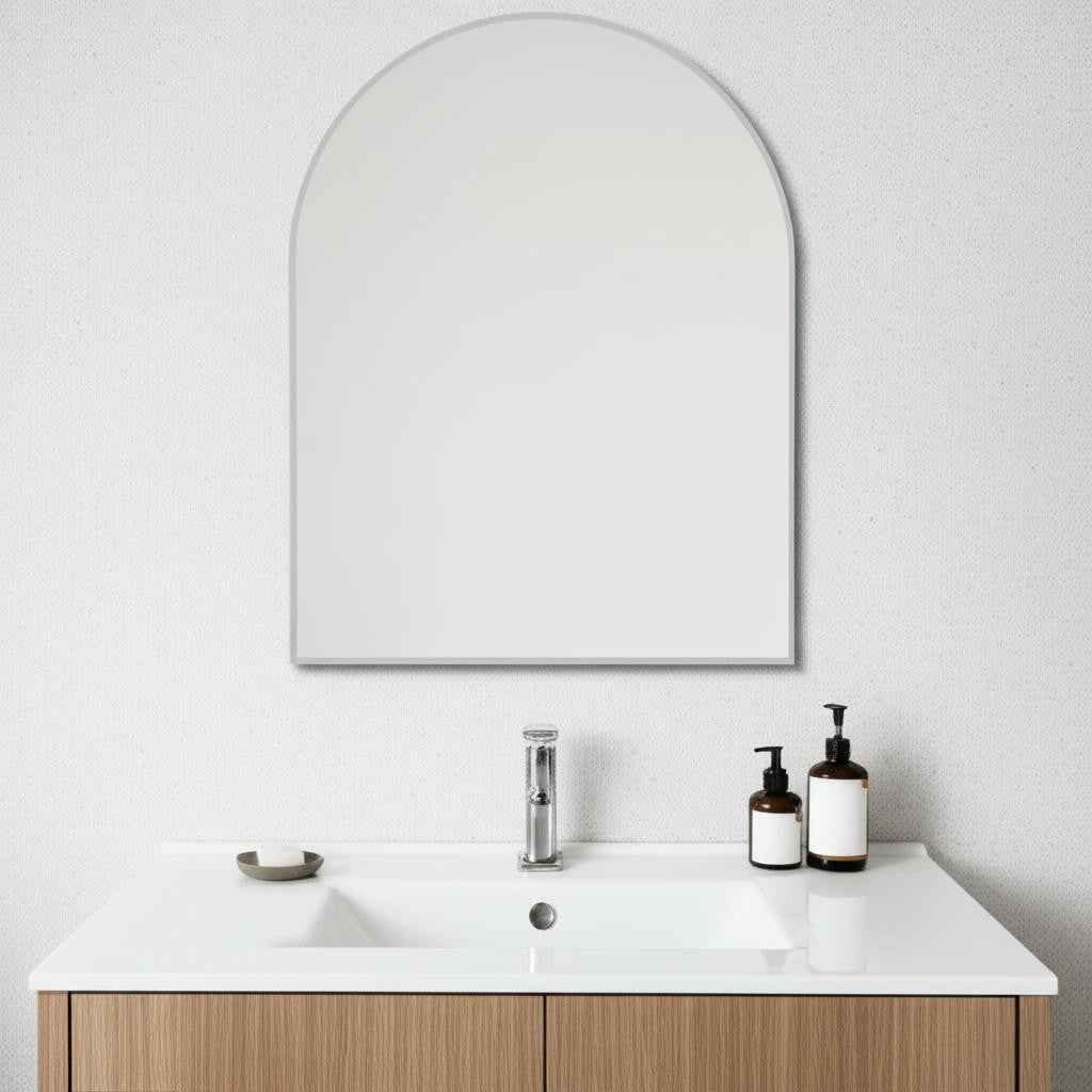 39" Silver Arch Metal Framed Bathroom Vanity Mirror