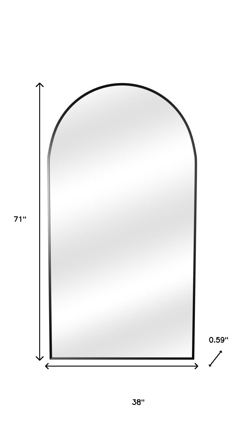 71" Black Metal Arch Freestanding Framed Full Length Mirror - Bed & Bath