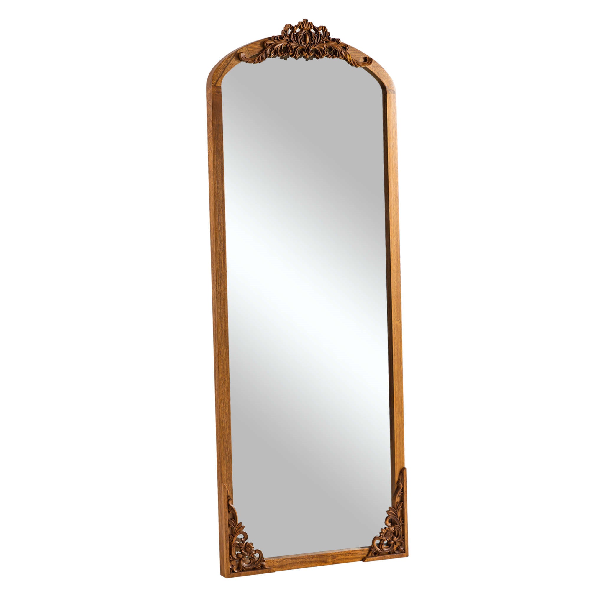 64" Brown Solid Wood Framed Full Length Mirror - Bed & Bath