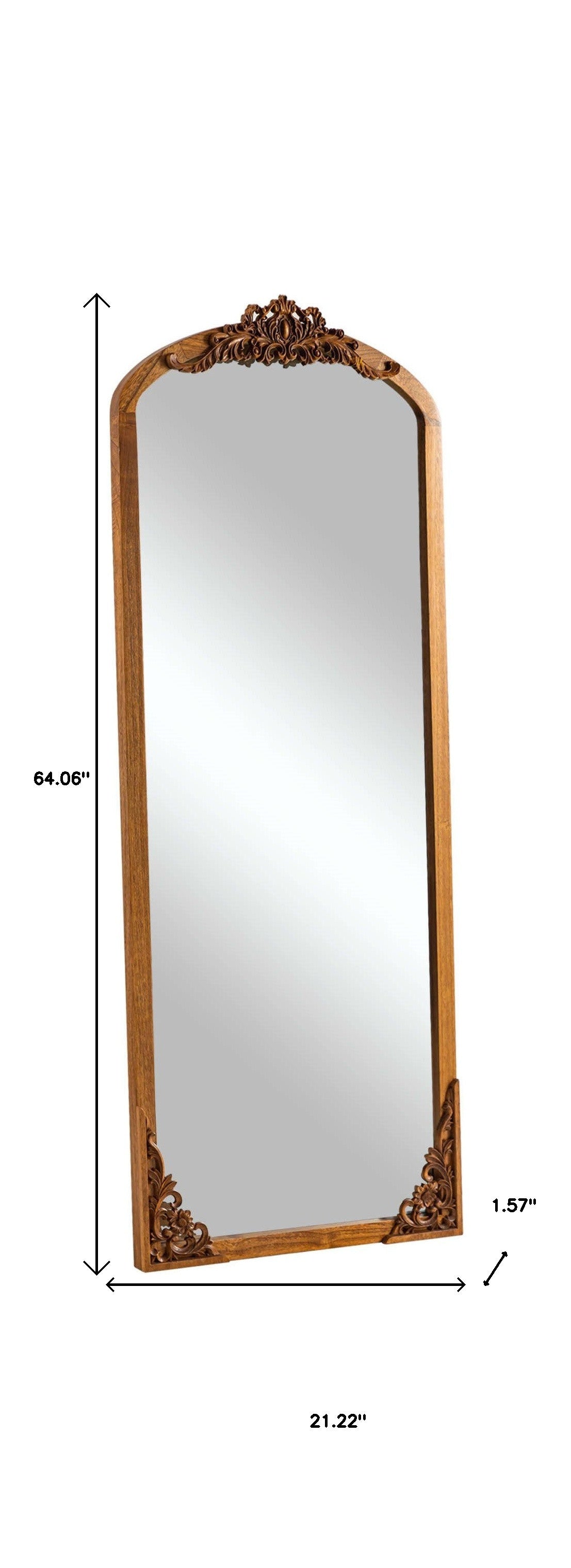 64" Brown Solid Wood Framed Full Length Mirror - Bed & Bath