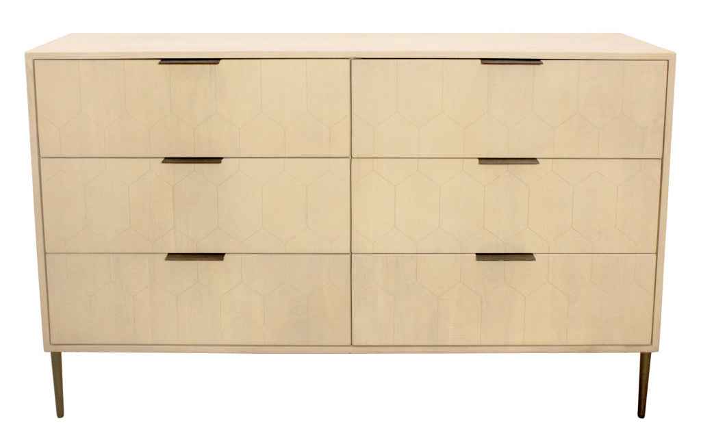 56" Natural Solid Wood Six Drawer Dresser