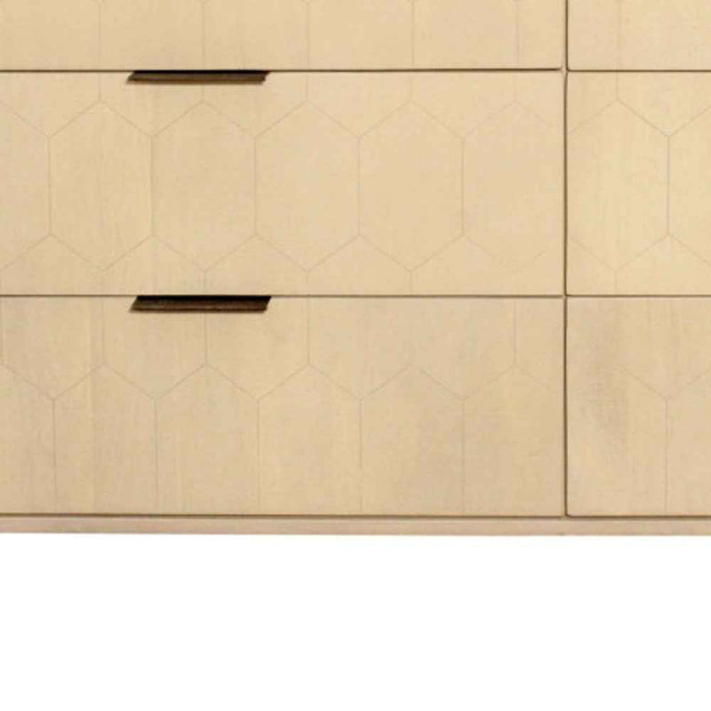 56" Natural Solid Wood Six Drawer Dresser