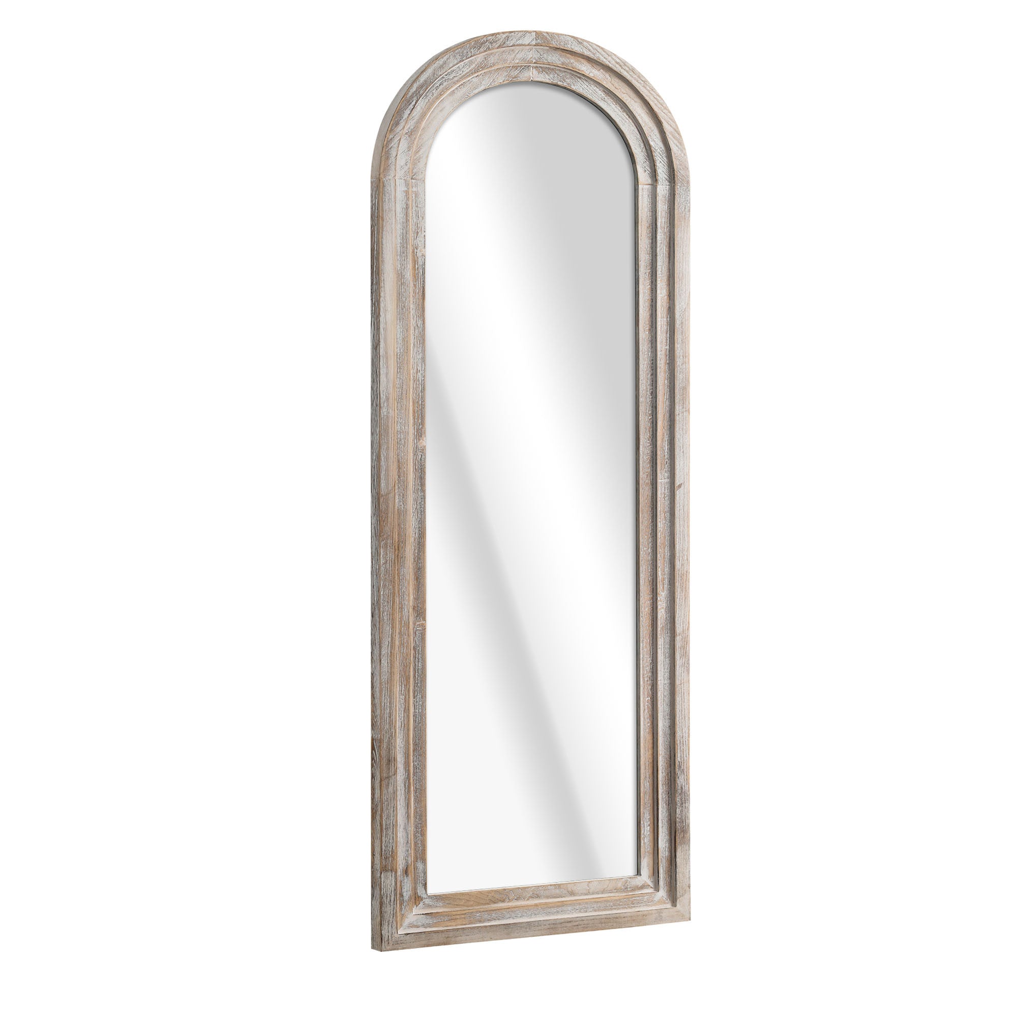 71" White Solid Wood Arch Freestanding Framed Full Length Mirror - Bed & Bath