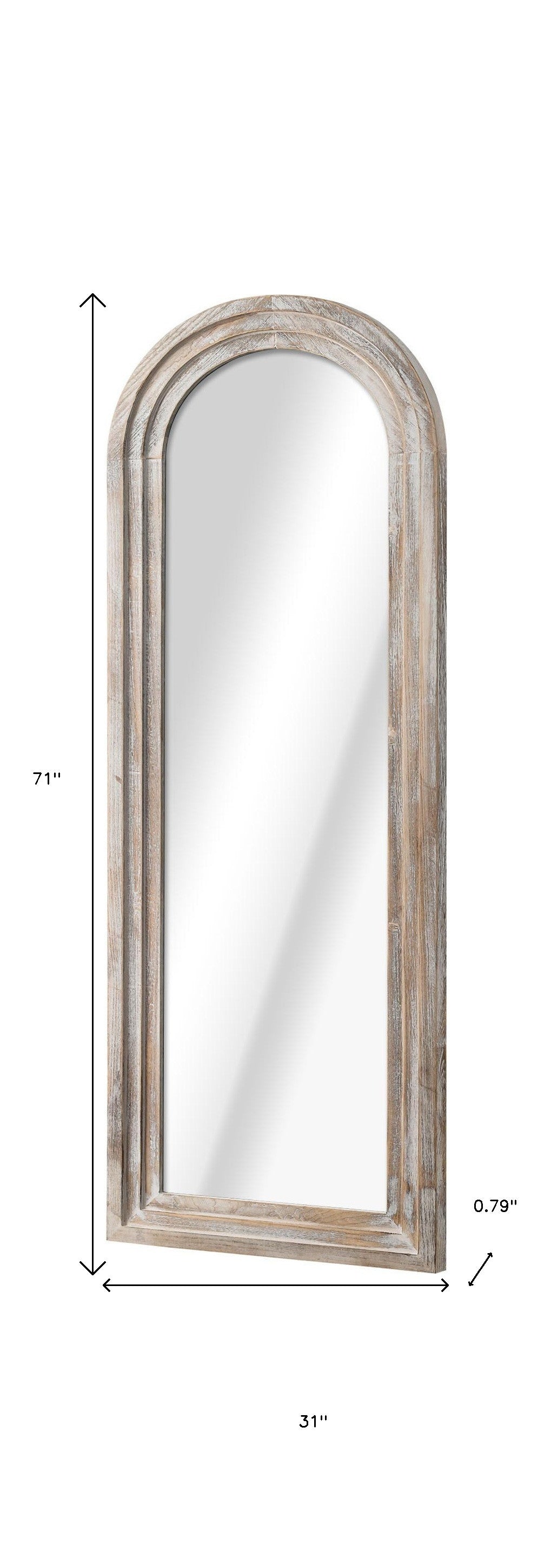 71" White Solid Wood Arch Freestanding Framed Full Length Mirror - Bed & Bath