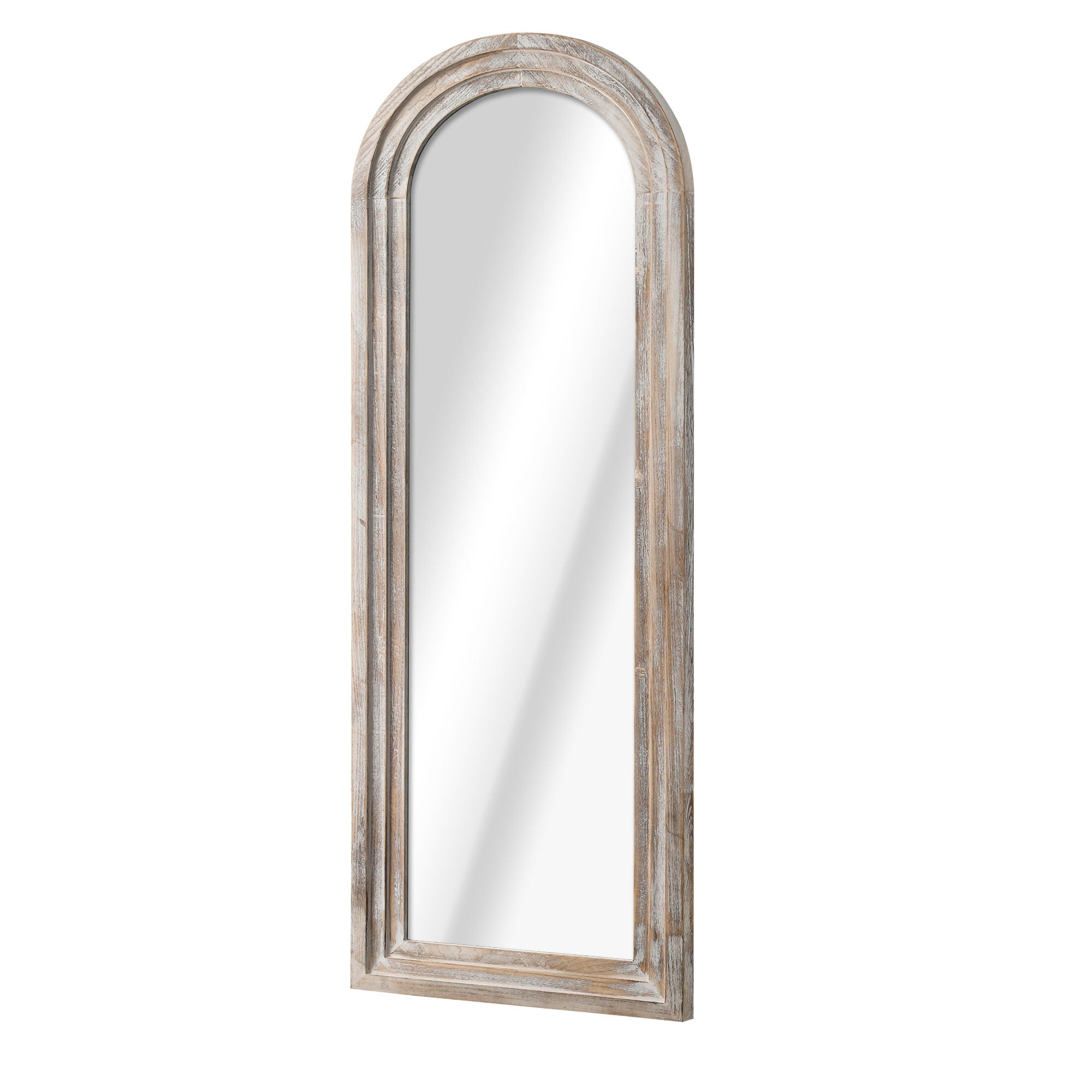 71" White Solid Wood Arch Freestanding Framed Full Length Mirror - Bed & Bath