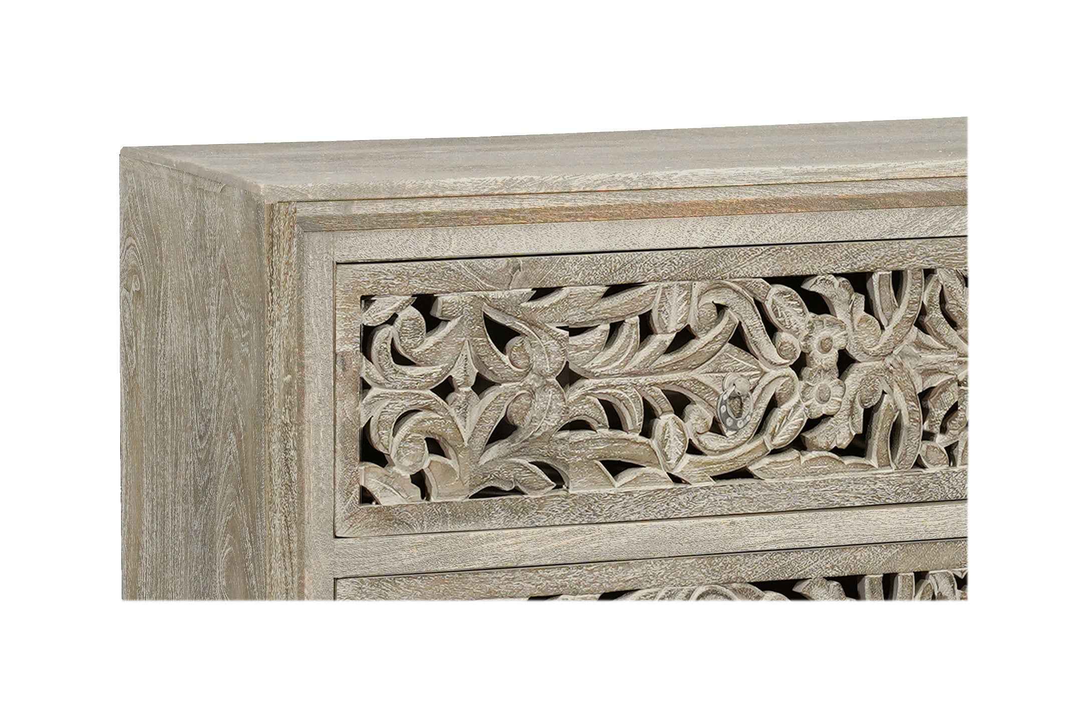 57" Gray Solid Wood Six Drawer Dresser