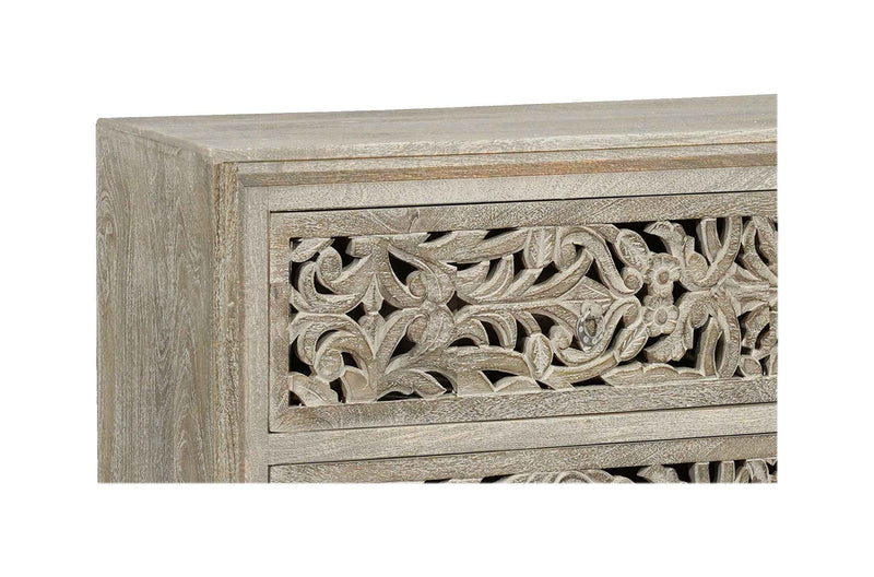 57" Gray Solid Wood Six Drawer Dresser