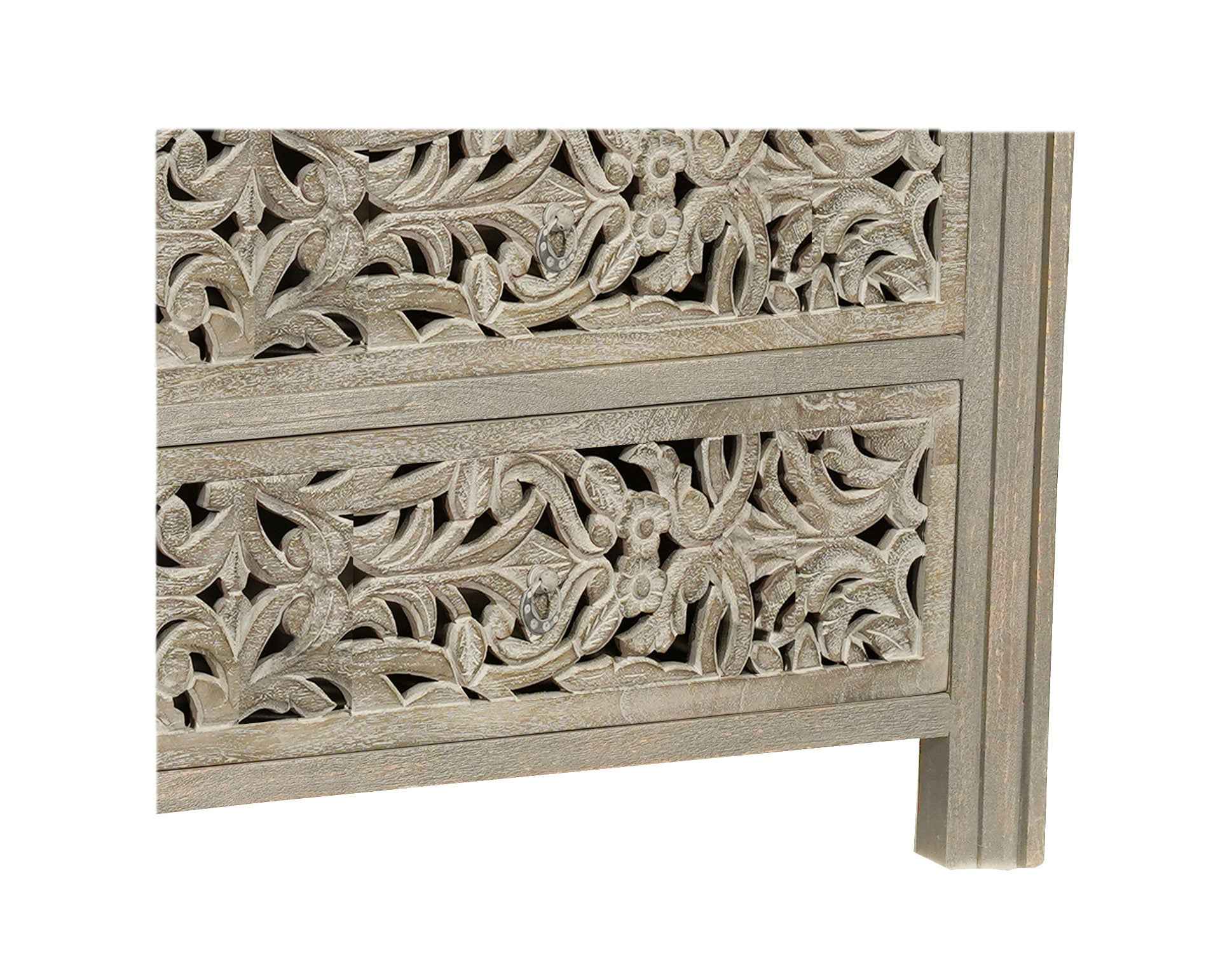 57" Gray Solid Wood Six Drawer Dresser