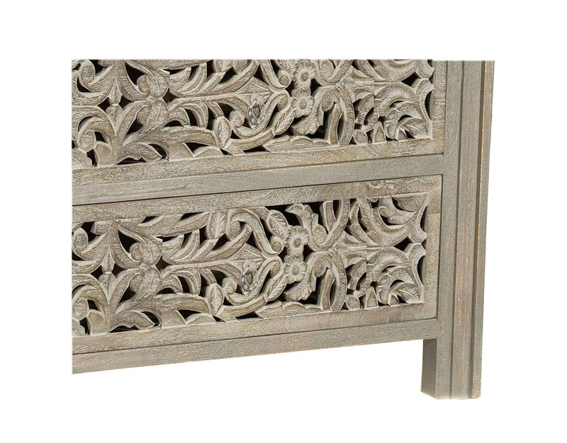 57" Gray Solid Wood Six Drawer Dresser