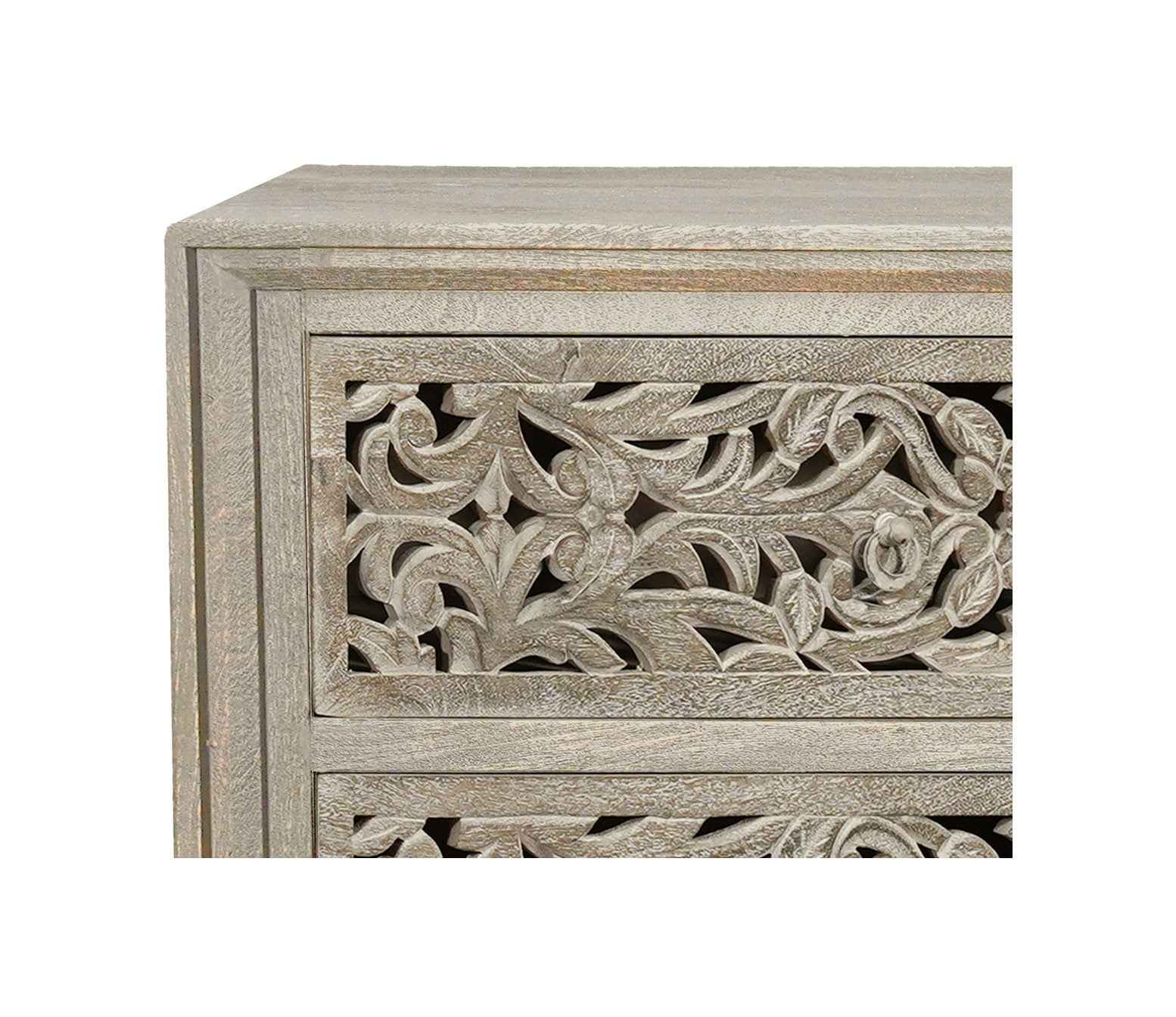 57" Gray Solid Wood Six Drawer Dresser