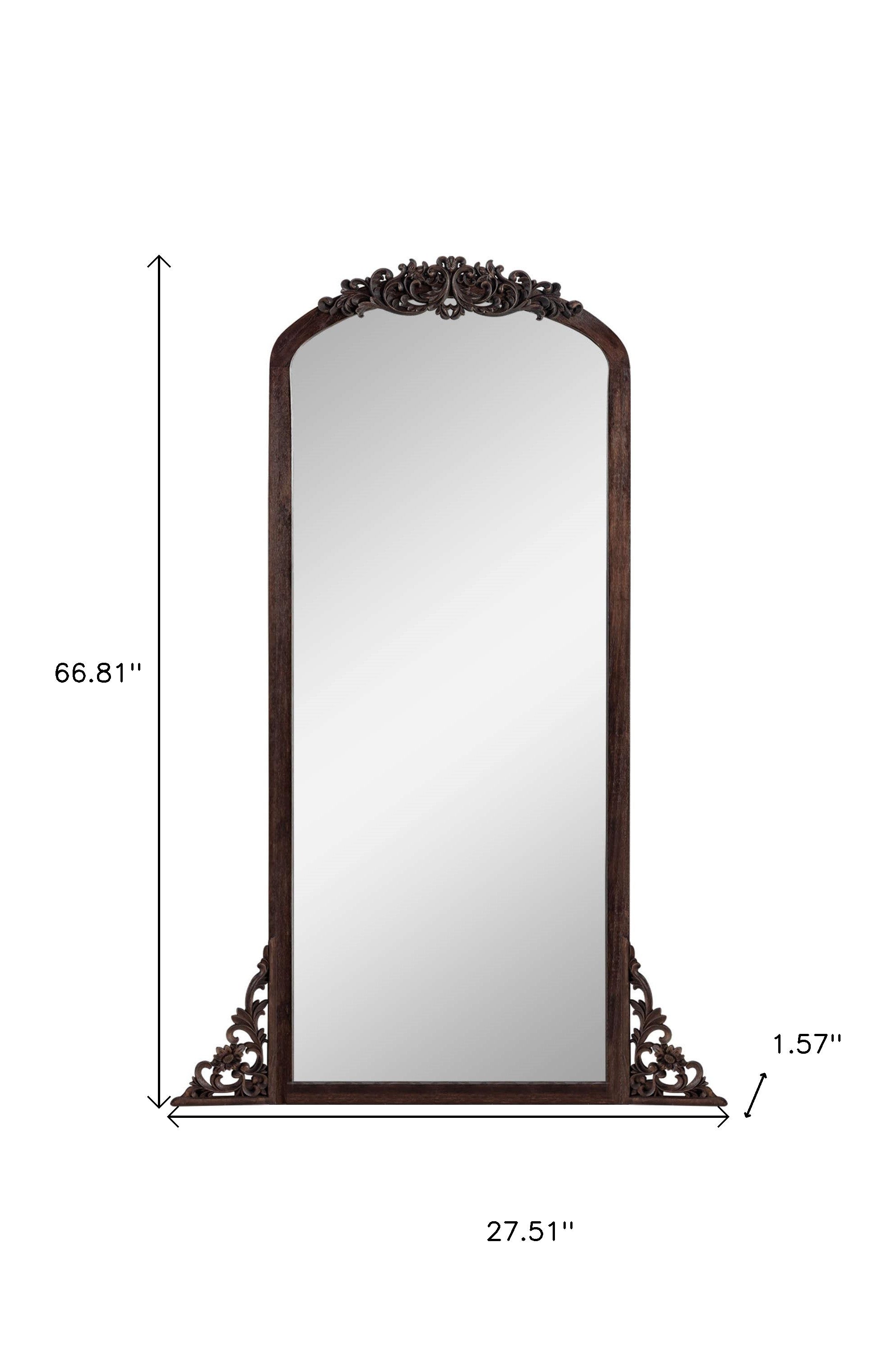 67" Brown Solid Wood Framed Full Length Mirror - Bed & Bath