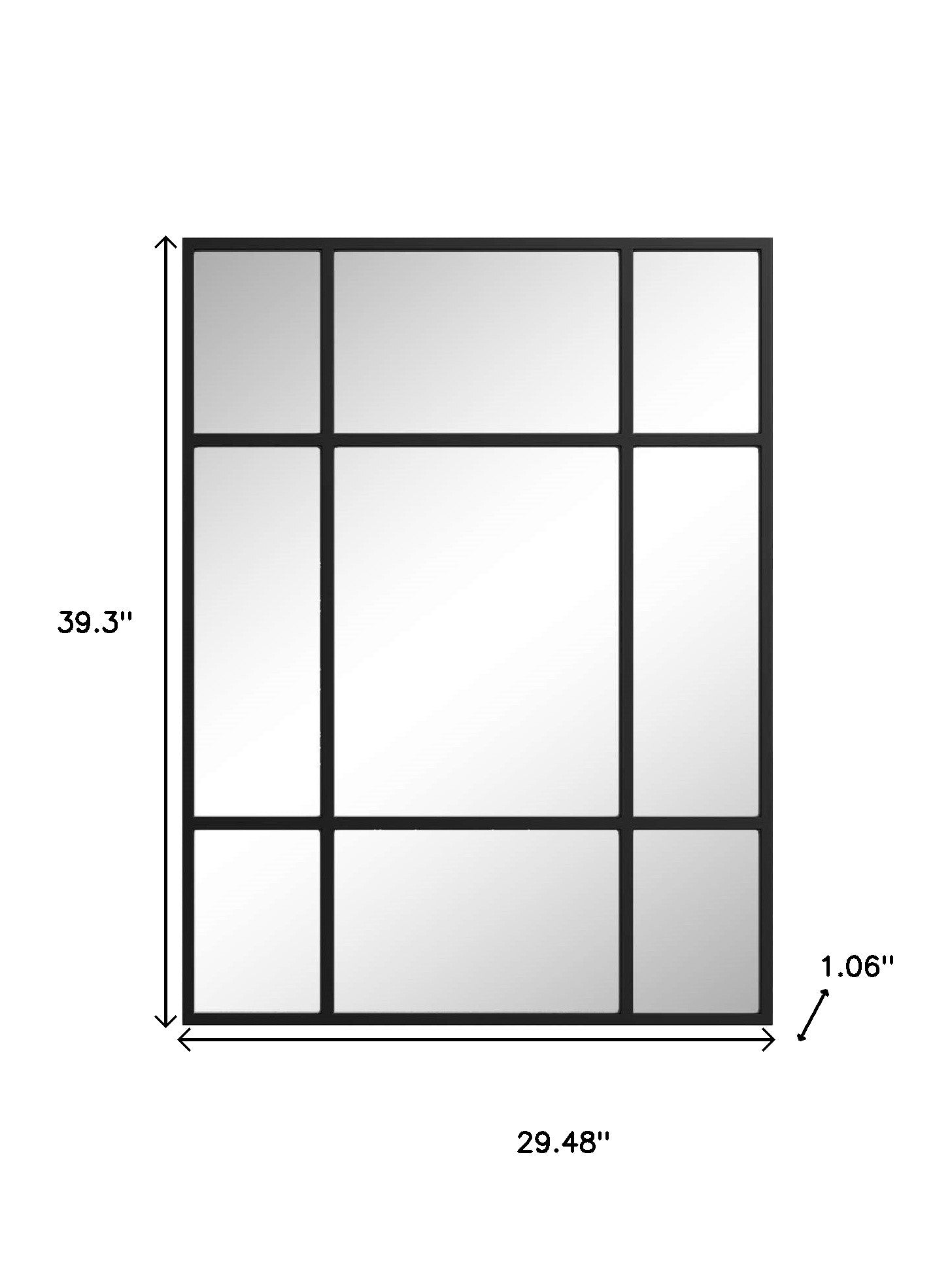 39" Black Iron Geometric Framed Accent Mirror - Bed & Bath