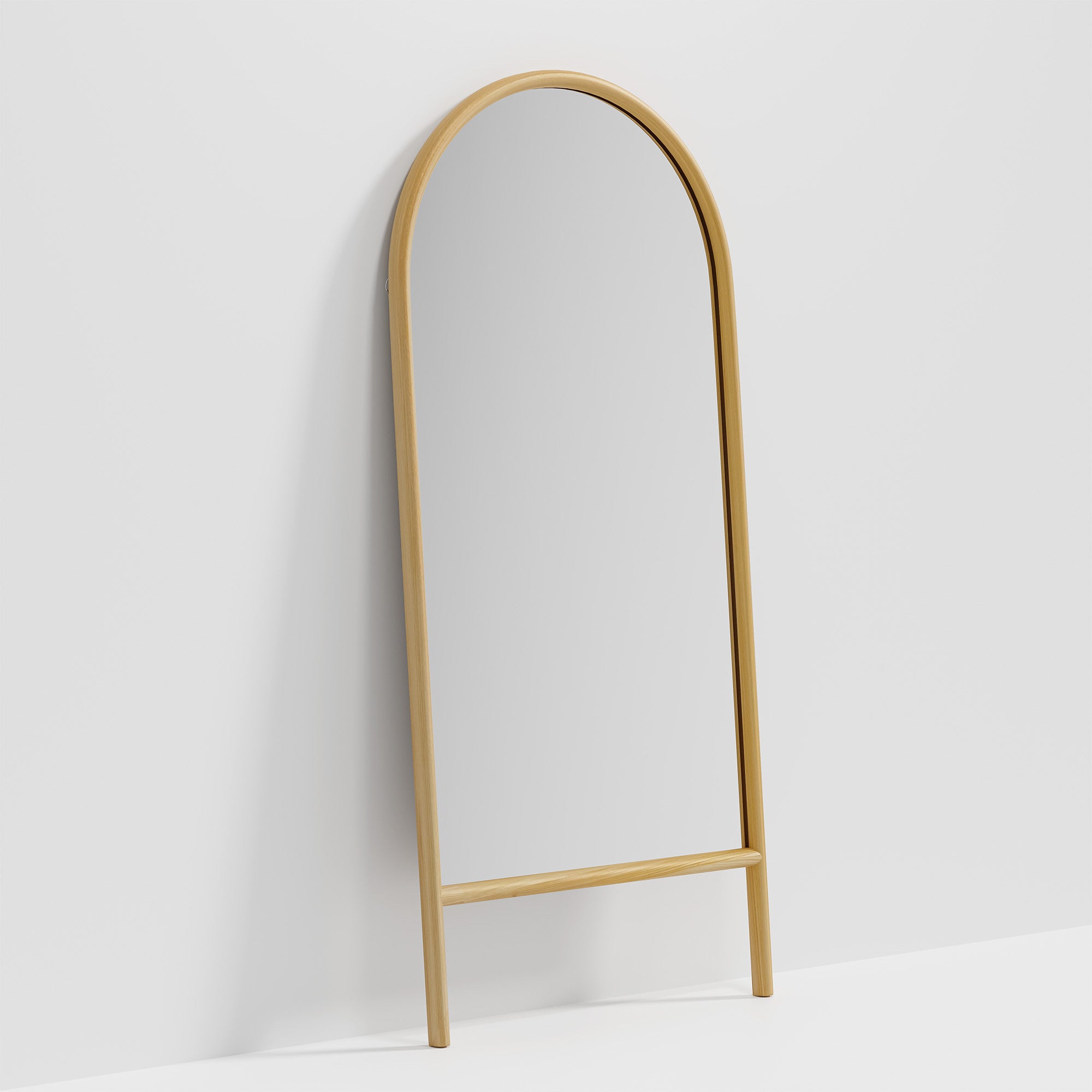 71" Natural Solid Wood Arch Freestanding Framed Full Length Mirror - Bed & Bath