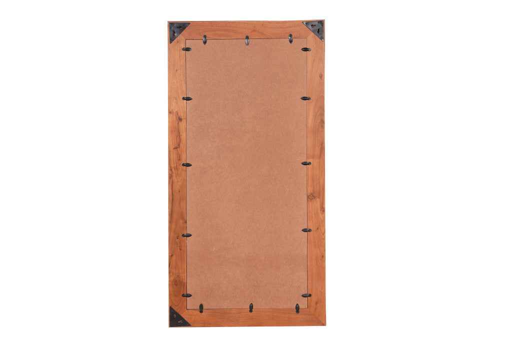 24" Brown Solid Wood Freestanding and Wall Mount Accent Mirror