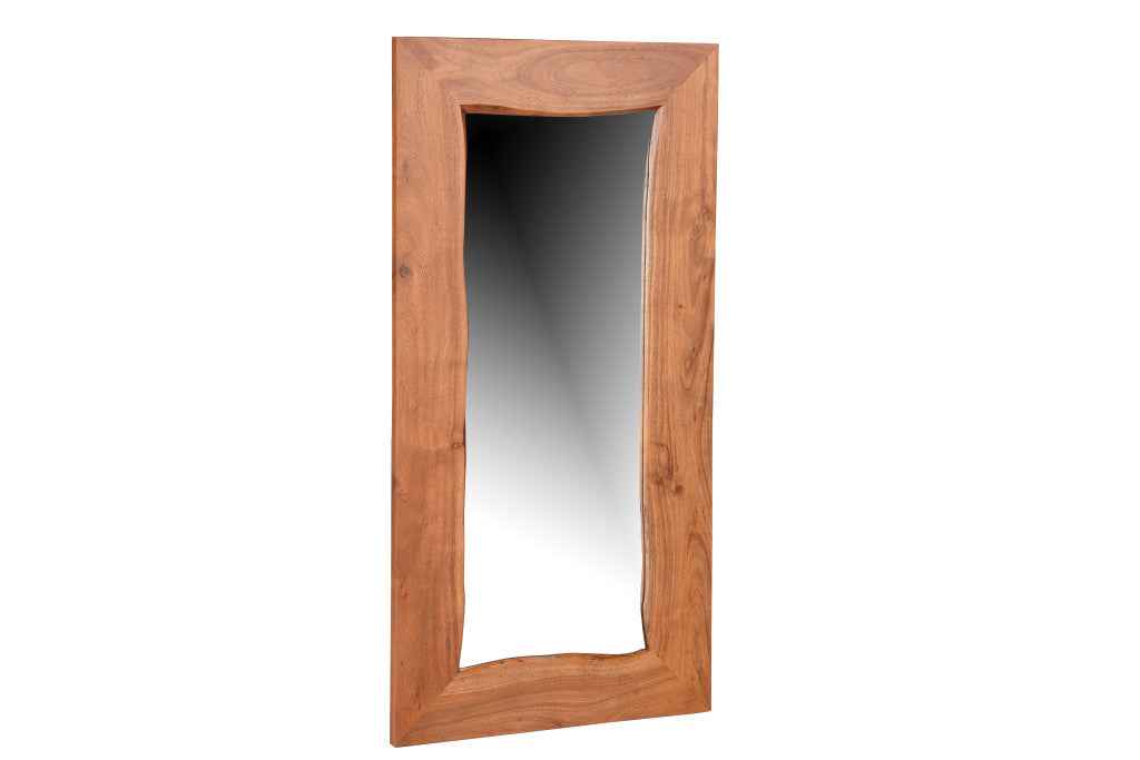 24" Brown Solid Wood Freestanding and Wall Mount Accent Mirror