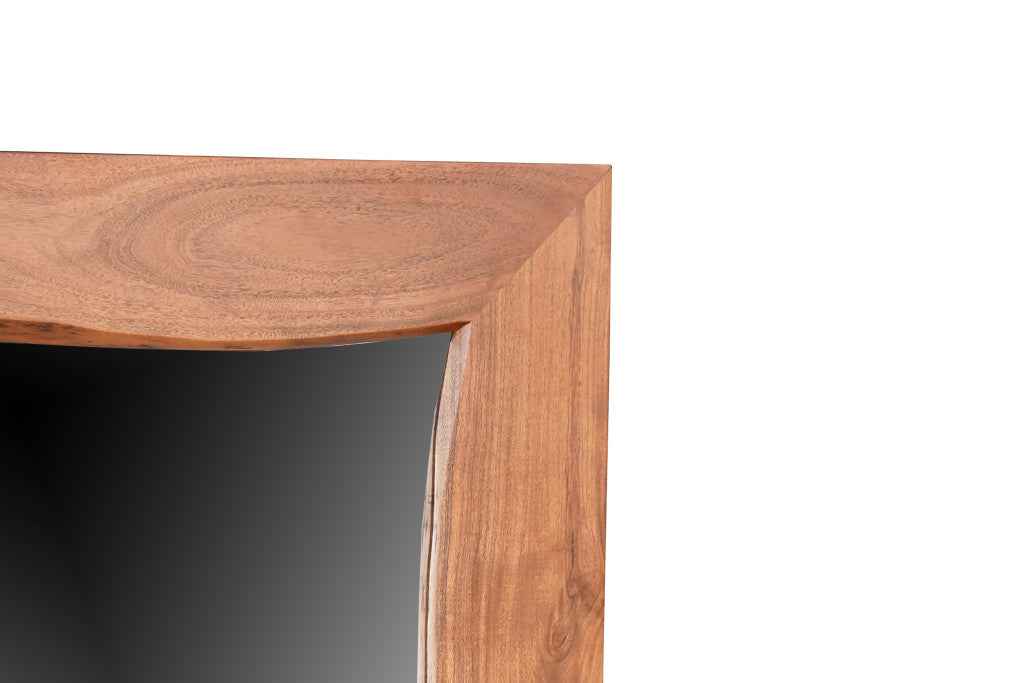 24" Brown Solid Wood Freestanding and Wall Mount Accent Mirror