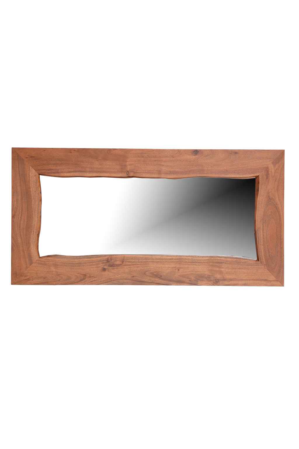 24" Brown Solid Wood Freestanding and Wall Mount Accent Mirror