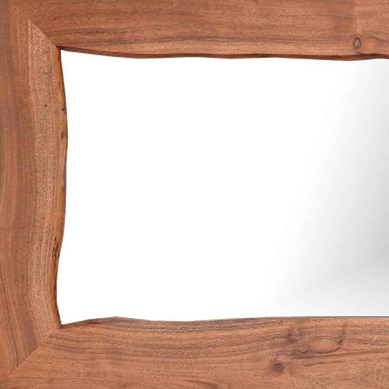 24" Brown Solid Wood Freestanding and Wall Mount Accent Mirror