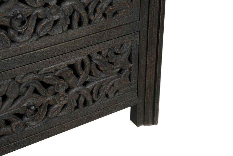 57" Black Solid Wood Six Drawer Dresser