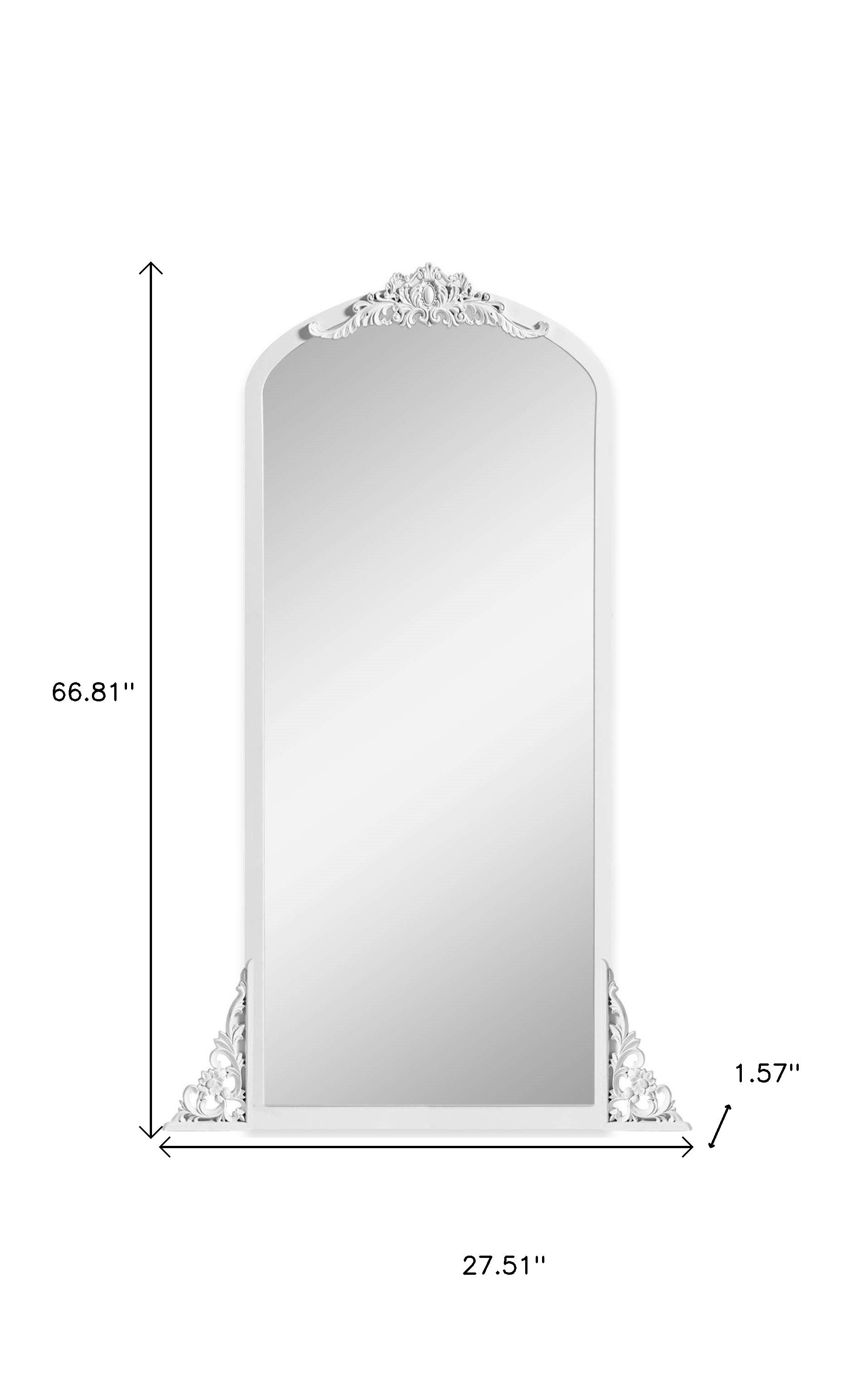 67" White Solid Wood Framed Full Length Mirror - Bed & Bath