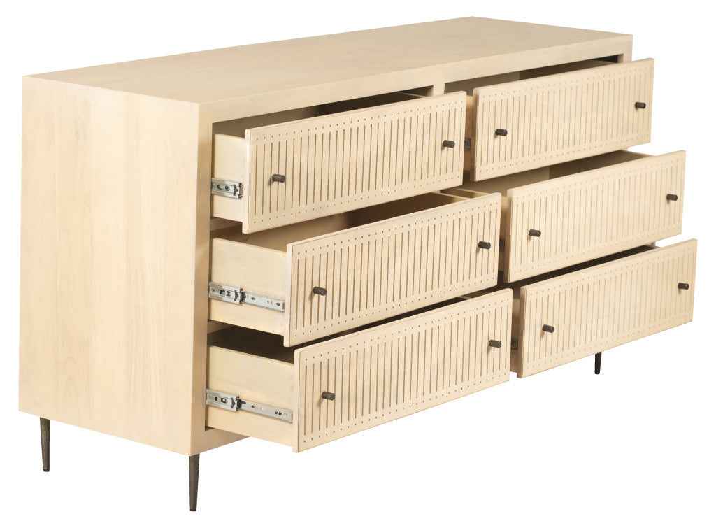68" Natural Solid Wood Six Drawer Dresser