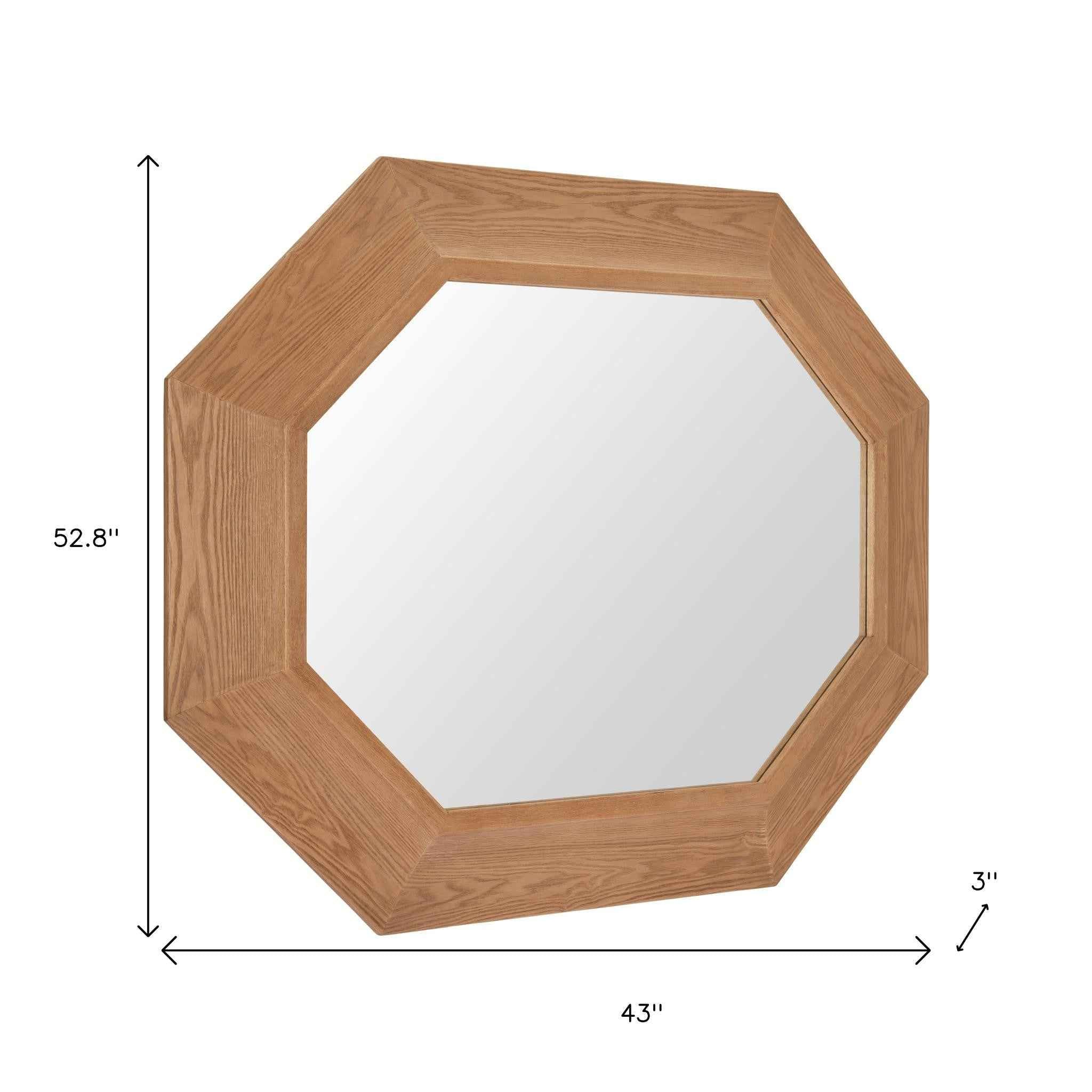 53" Natural Wood Abstract Rope Hanging Accent Mirror