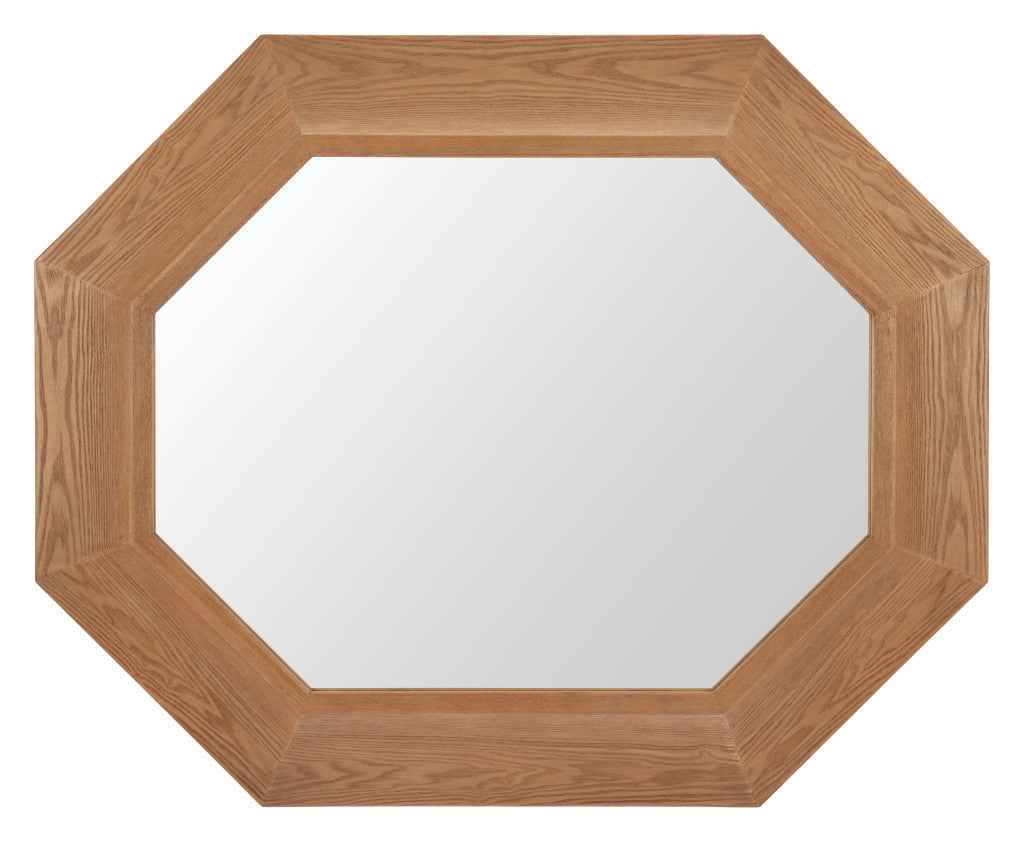 53" Natural Wood Abstract Rope Hanging Accent Mirror