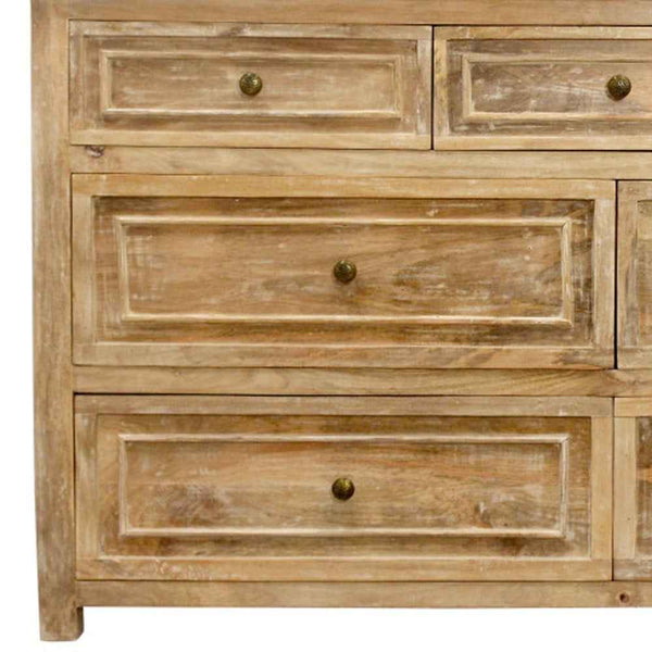 68" Natural Solid Wood Seven Drawer Dresser