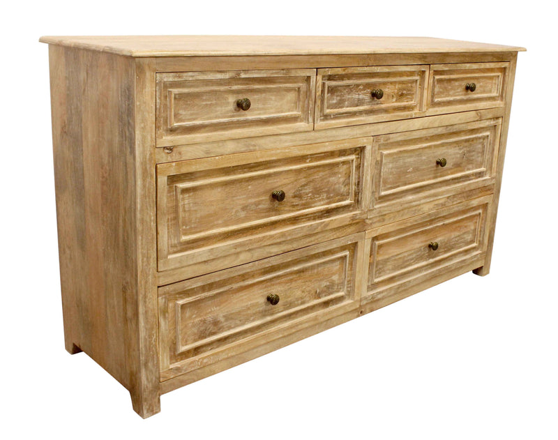 68" Natural Solid Wood Seven Drawer Dresser