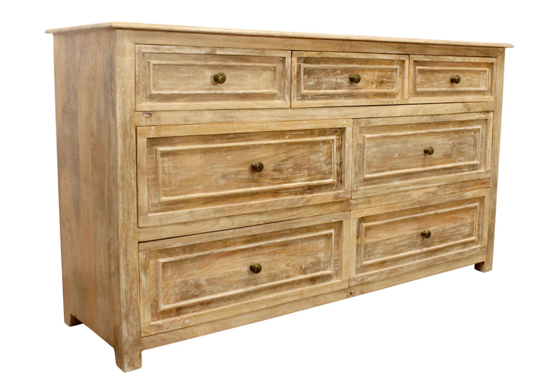 68" Natural Solid Wood Seven Drawer Dresser