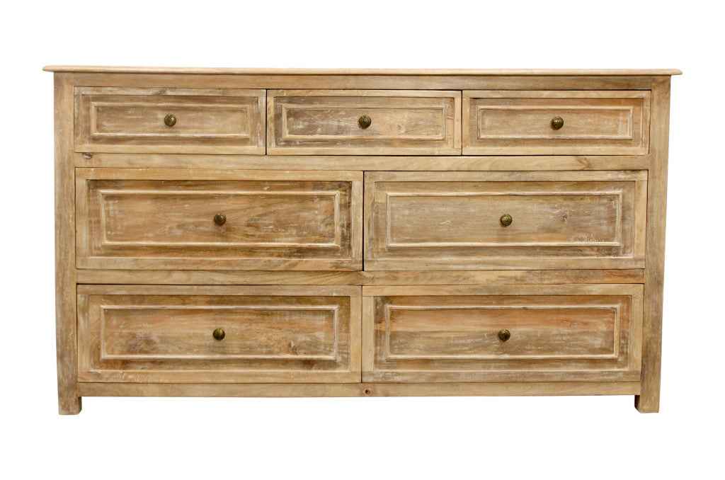 68" Natural Solid Wood Seven Drawer Dresser