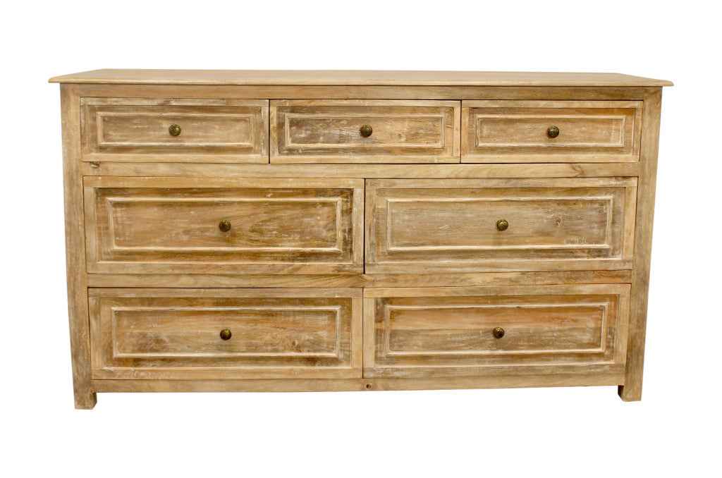 68" Natural Solid Wood Seven Drawer Dresser
