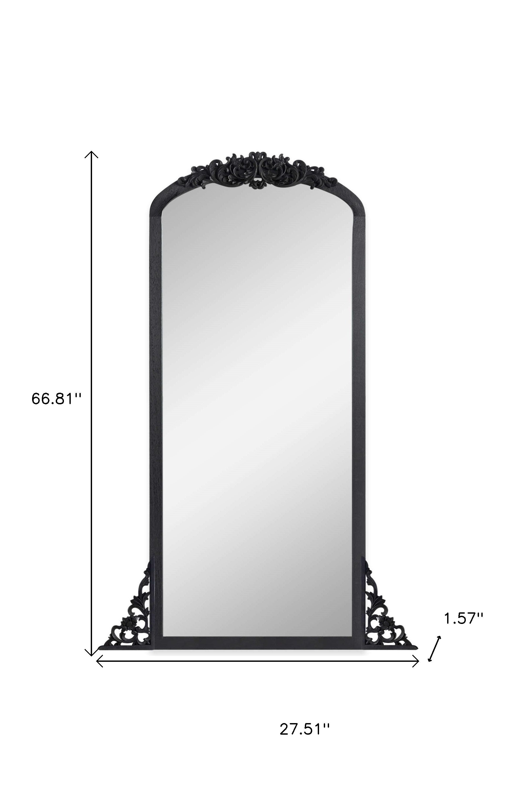 67" Black Solid Wood Framed Full Length Mirror - Bed & Bath