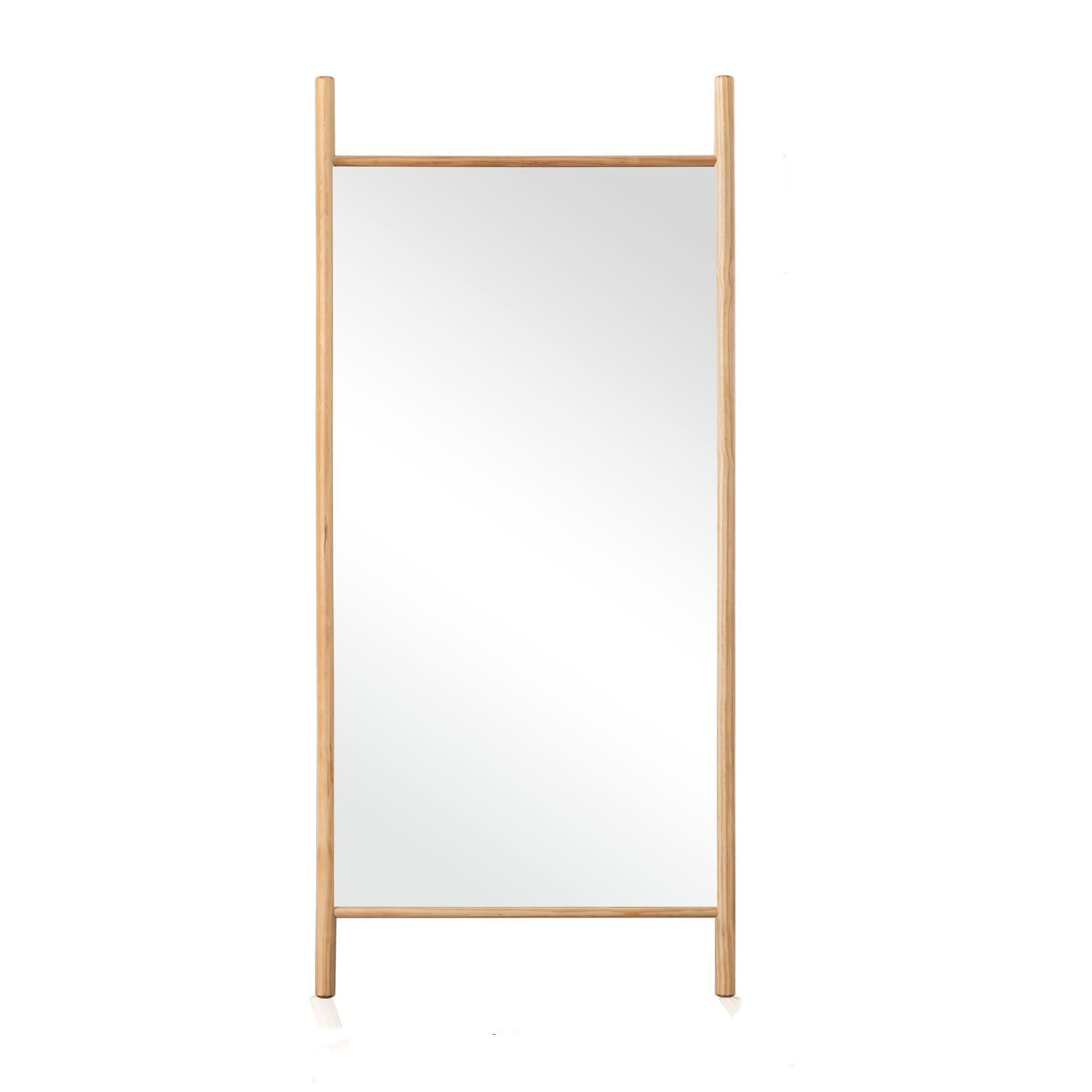 71" Natural Solid Wood Novelty Leaning Framed Full Length Mirror - Bed & Bath