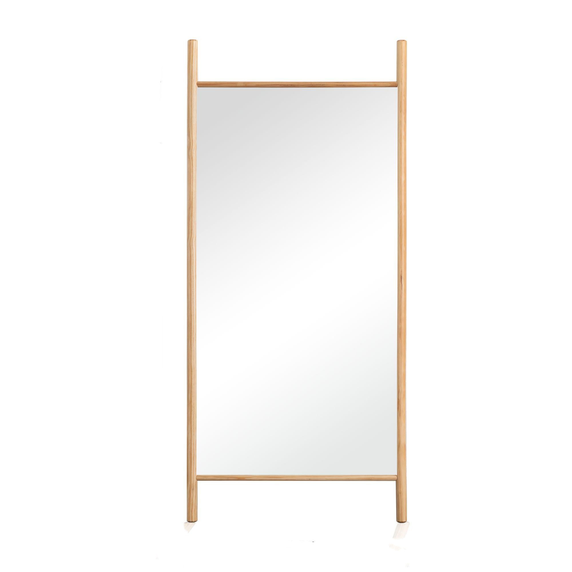 71" Natural Solid Wood Novelty Leaning Framed Full Length Mirror - Bed & Bath