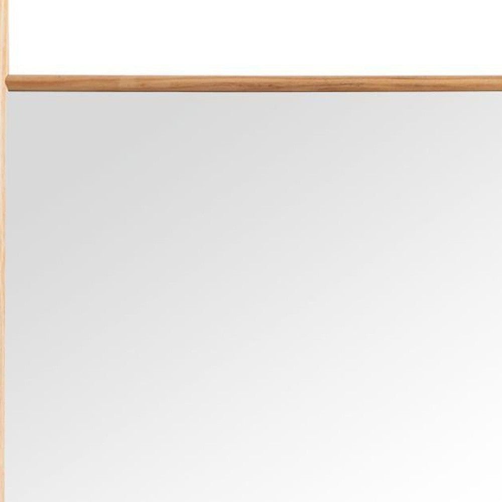 71" Natural Solid Wood Novelty Leaning Framed Full Length Mirror - Bed & Bath