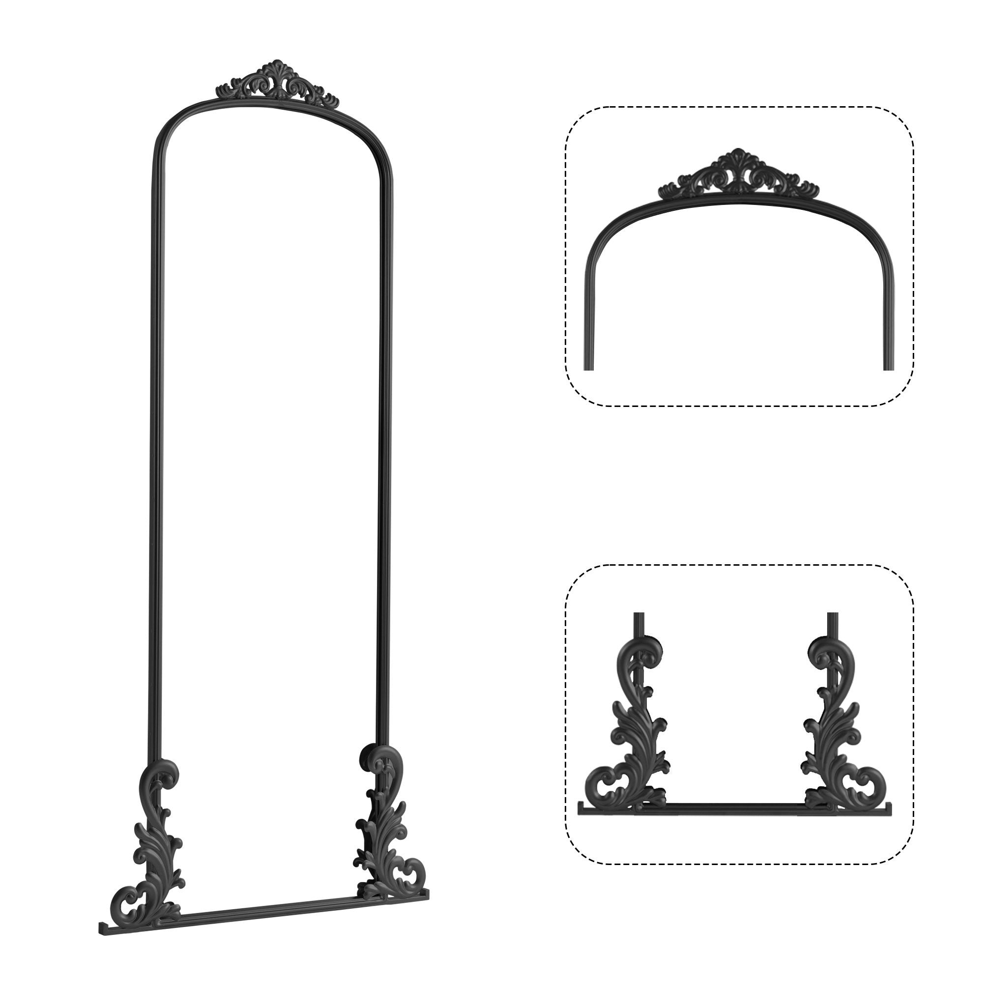 68" Black Metal Arch Framed Full Length Mirror - Bed & Bath