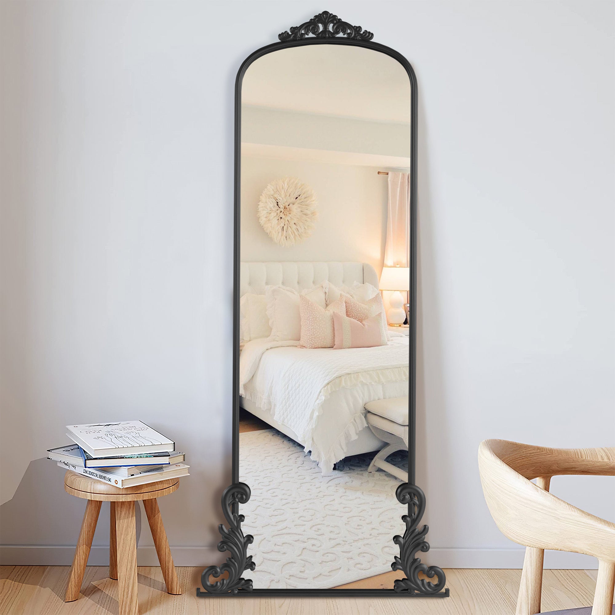 68" Black Metal Arch Framed Full Length Mirror - Bed & Bath