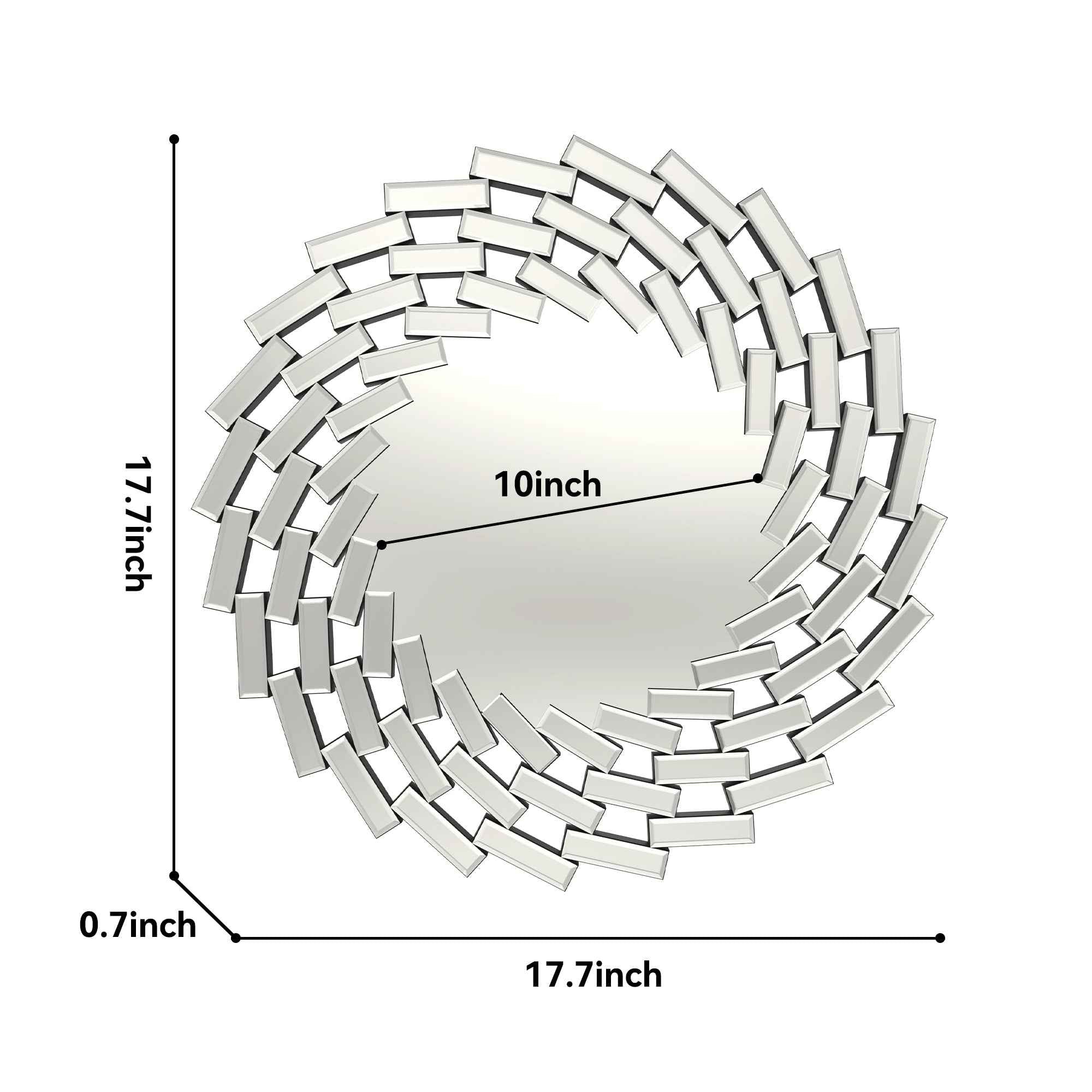 20" Silver Round Sunburst Frameless Accent Mirror