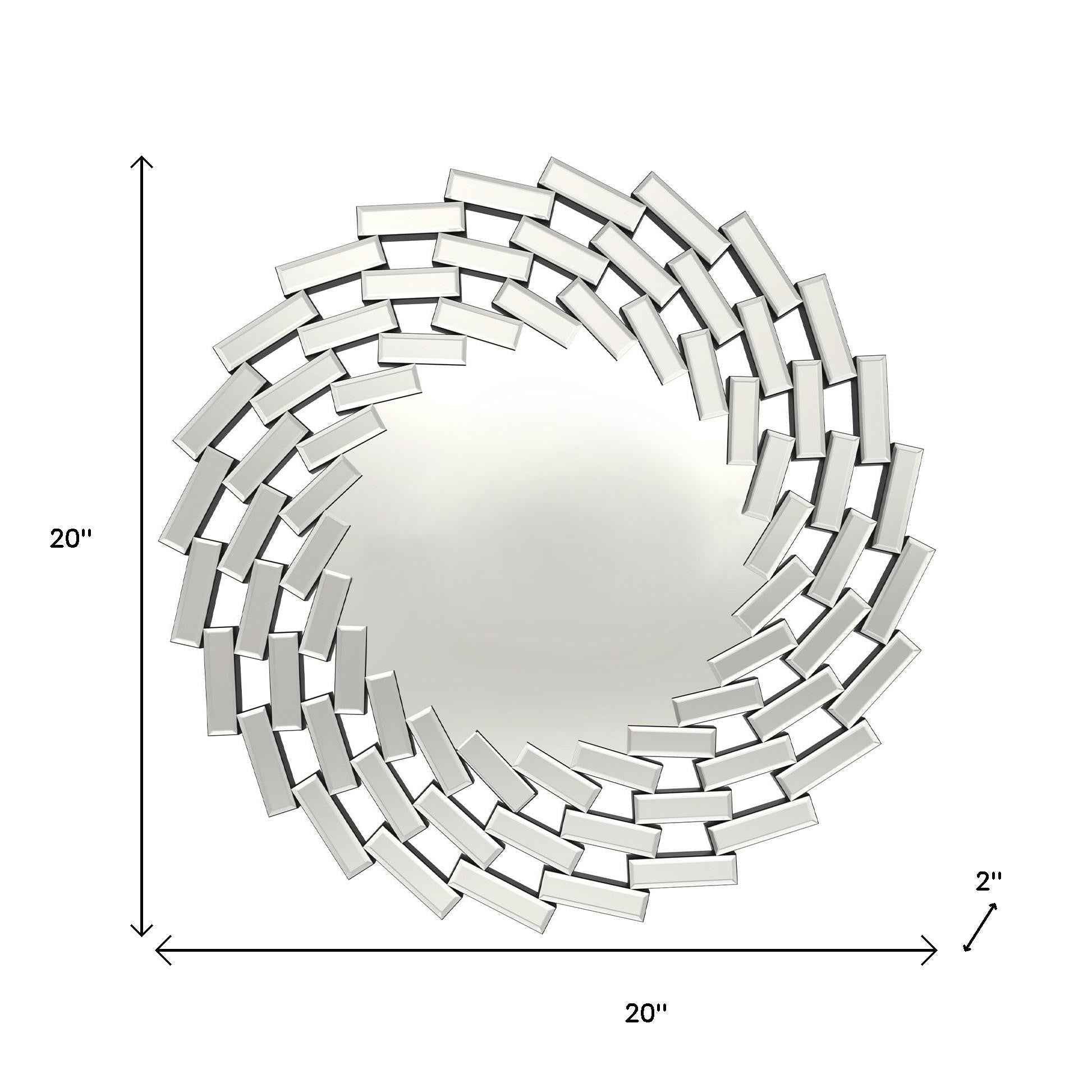 20" Silver Round Sunburst Frameless Accent Mirror