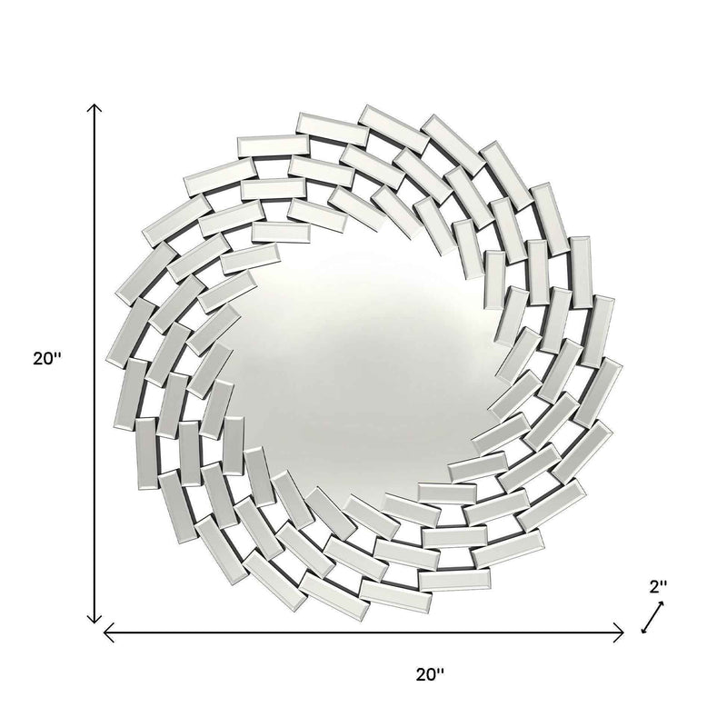 20" Silver Round Sunburst Frameless Accent Mirror